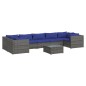 vidaXL Set de sofás de jardín 8 piezas y cojines ratán sintético gris vidaXL Set de sofás de jardín 8 piezas y cojines ratán sintético gris