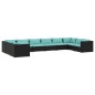 vidaXL Set de muebles de jardín 10 pzas cojines ratán sintético negro vidaXL Set de muebles de jardín 10 pzas cojines ratán sintético negro