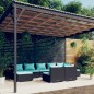 vidaXL Set de muebles de jardín 9 pzas y cojines ratán sintético negro vidaXL Set de muebles de jardín 9 pzas y cojines ratán sintético negro