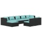 vidaXL Set de muebles de jardín 9 pzas y cojines ratán sintético negro vidaXL Set de muebles de jardín 9 pzas y cojines ratán sintético negro