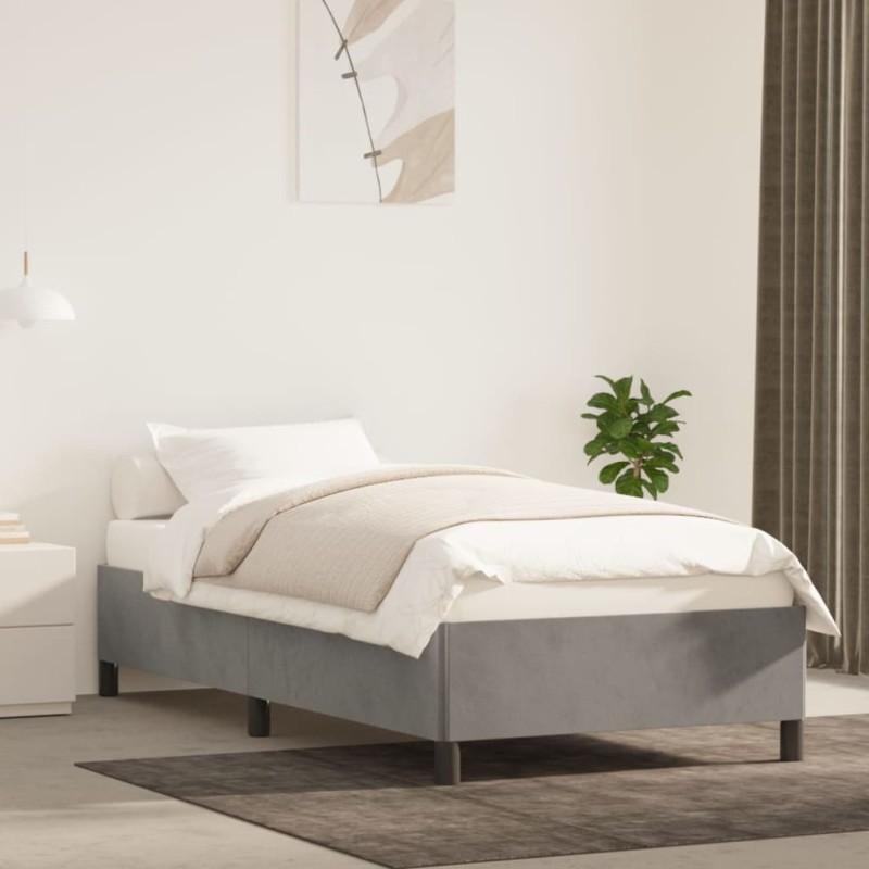 vidaXL Estructura de cama de terciopelo gris claro 100x200 cm vidaXL Estructura de cama de terciopelo gris claro 100x200 cm