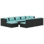 vidaXL Set de muebles de jardín 10 pzas cojines ratán sintético negro