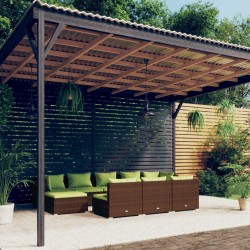 vidaXL Set muebles de jardín 10 pzas y cojines ratán sintético marrón