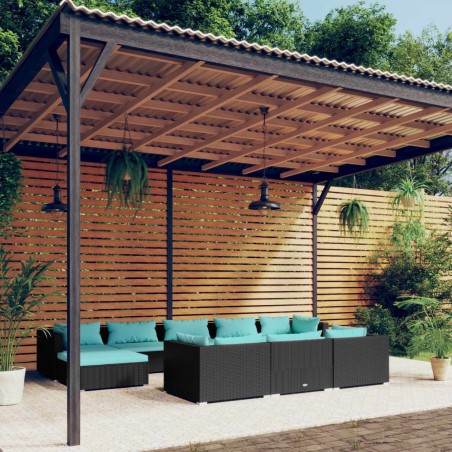 vidaXL Set de muebles de jardín 10 pzas cojines ratán sintético negro