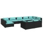 vidaXL Set de muebles de jardín 9 pzas y cojines ratán sintético negro vidaXL Set de muebles de jardín 9 pzas y cojines ratán sintético negro
