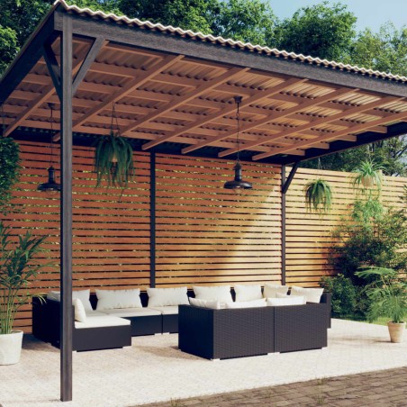 vidaXL Set de muebles de jardín 9 pzas y cojines ratán sintético negro