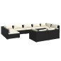 vidaXL Set de muebles de jardín 9 pzas y cojines ratán sintético negro