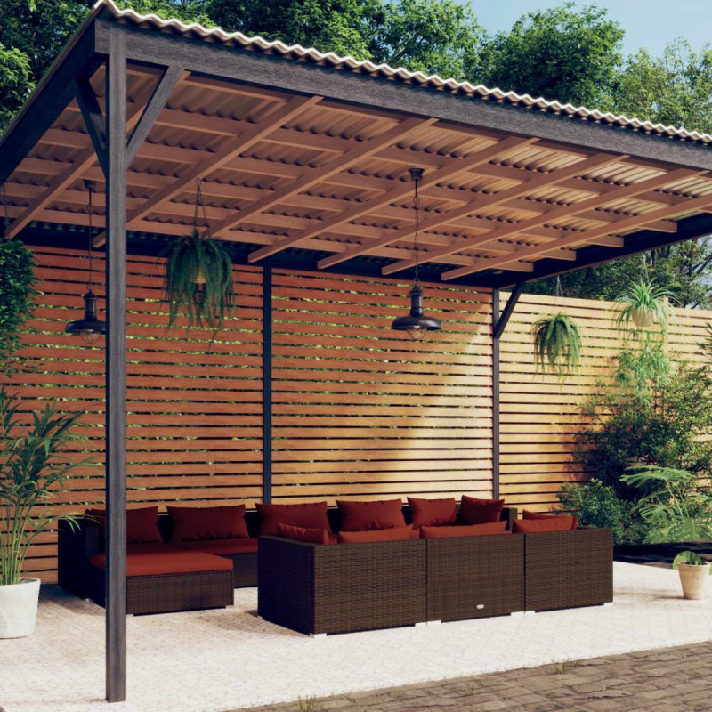vidaXL Set muebles de jardín 10 pzas y cojines ratán sintético marrón vidaXL Set muebles de jardín 10 pzas y cojines ratán sintético marrón