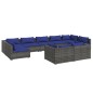 vidaXL Set de muebles de jardín 9 pzas y cojines ratán sintético gris vidaXL Set de muebles de jardín 9 pzas y cojines ratán sintético gris