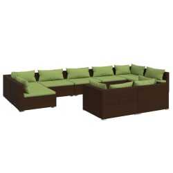 vidaXL Set muebles de jardín 9 piezas y cojines ratán sintético marrón