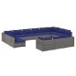vidaXL Set de muebles de jardín 13 pzas y cojines ratán sintético gris vidaXL Set de muebles de jardín 13 pzas y cojines ratán sintético gris