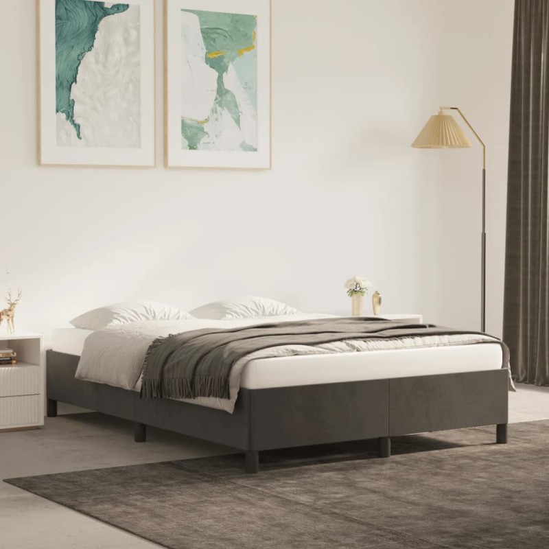 vidaXL Estructura de cama de terciopelo gris oscuro 140x190 cm vidaXL Estructura de cama de terciopelo gris oscuro 140x190 cm