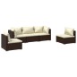 vidaXL Set muebles de jardín 5 piezas y cojines ratán sintético marrón vidaXL Set muebles de jardín 5 piezas y cojines ratán sintético marrón