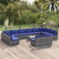 vidaXL Set de muebles de jardín 13 pzas y cojines ratán sintético gris vidaXL Set de muebles de jardín 13 pzas y cojines ratán sintético gris