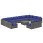 vidaXL Set de muebles de jardín 13 pzas y cojines ratán sintético gris vidaXL Set de muebles de jardín 13 pzas y cojines ratán sintético gris
