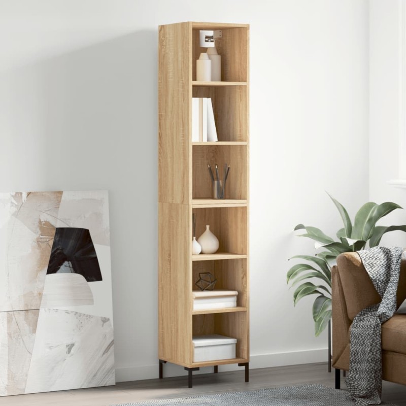 vidaXL Aparador de madera contrachapada color roble 34,5x32,5x180 cm vidaXL Aparador de madera contrachapada color roble 34,5x32,5x180 cm