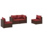 vidaXL Set muebles de jardín 4 piezas y cojines ratán sintético marrón vidaXL Set muebles de jardín 4 piezas y cojines ratán sintético marrón