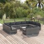 vidaXL Set de muebles de jardín 12 pzas cojines ratán sintético gris