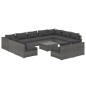 vidaXL Set de muebles de jardín 12 pzas cojines ratán sintético gris