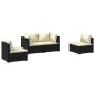 vidaXL Set de muebles de jardín 4 pzas y cojines ratán sintético negro vidaXL Set de muebles de jardín 4 pzas y cojines ratán sintético negro