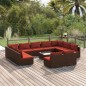 vidaXL Set de muebles de jardín 12 pzas cojines ratán sintético marrón