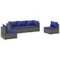 vidaXL Set de muebles de jardín 5 pzas y cojines ratán sintético gris vidaXL Set de muebles de jardín 5 pzas y cojines ratán sintético gris