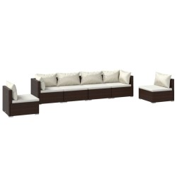 vidaXL Set muebles de jardín 6 piezas y cojines ratán sintético marrón