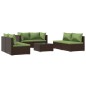 vidaXL Set muebles de jardín 7 piezas y cojines ratán sintético marrón