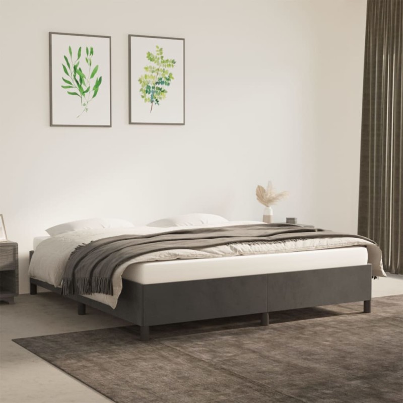 vidaXL Estructura de cama de terciopelo gris oscuro 160x200 cm vidaXL Estructura de cama de terciopelo gris oscuro 160x200 cm