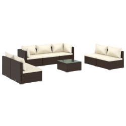 vidaXL Set muebles de jardín 8 piezas y cojines ratán sintético marrón