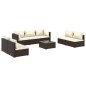 vidaXL Set muebles de jardín 8 piezas y cojines ratán sintético marrón vidaXL Set muebles de jardín 8 piezas y cojines ratán sintético marrón