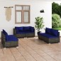 vidaXL Set de muebles de jardín 6 pzas y cojines ratán sintético gris vidaXL Set de muebles de jardín 6 pzas y cojines ratán sintético gris