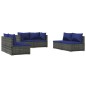 vidaXL Set de muebles de jardín 6 pzas y cojines ratán sintético gris vidaXL Set de muebles de jardín 6 pzas y cojines ratán sintético gris