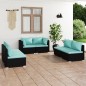 vidaXL Set de muebles de jardín 6 pzas y cojines ratán sintético negro vidaXL Set de muebles de jardín 6 pzas y cojines ratán sintético negro