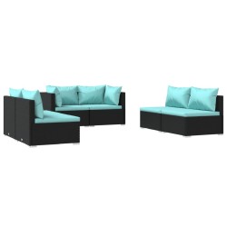 vidaXL Set de muebles de jardín 6 pzas y cojines ratán sintético negro