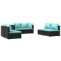 vidaXL Set de muebles de jardín 6 pzas y cojines ratán sintético negro vidaXL Set de muebles de jardín 6 pzas y cojines ratán sintético negro