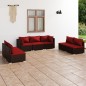 vidaXL Set muebles de jardín 7 piezas y cojines ratán sintético marrón vidaXL Set muebles de jardín 7 piezas y cojines ratán sintético marrón