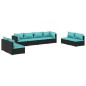 vidaXL Set de muebles de jardín 8 pzas y cojines ratán sintético negro vidaXL Set de muebles de jardín 8 pzas y cojines ratán sintético negro