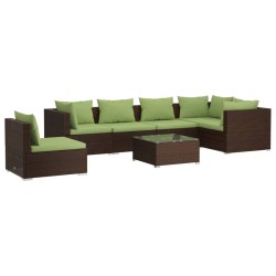 vidaXL Set muebles de jardín 7 piezas y cojines ratán sintético marrón