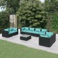 vidaXL Set de muebles de jardín 9 pzas y cojines ratán sintético negro vidaXL Set de muebles de jardín 9 pzas y cojines ratán sintético negro