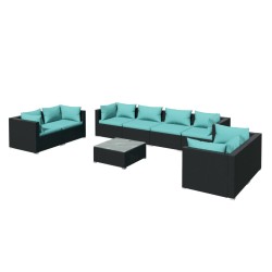 vidaXL Set de muebles de jardín 9 pzas y cojines ratán sintético negro