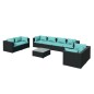 vidaXL Set de muebles de jardín 9 pzas y cojines ratán sintético negro vidaXL Set de muebles de jardín 9 pzas y cojines ratán sintético negro