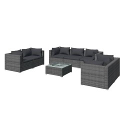 vidaXL Set de muebles de jardín 8 pzas y cojines ratán sintético gris