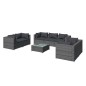 vidaXL Set de muebles de jardín 8 pzas y cojines ratán sintético gris vidaXL Set de muebles de jardín 8 pzas y cojines ratán sintético gris