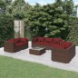 vidaXL Set sofás de jardín 8 piezas y cojines ratán sintético marrón vidaXL Set sofás de jardín 8 piezas y cojines ratán sintético marrón