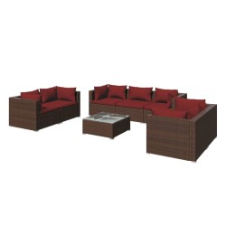vidaXL Set sofás de jardín 8 piezas y cojines ratán sintético marrón
