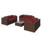 vidaXL Set muebles de jardín 7 piezas y cojines ratán sintético marrón vidaXL Set muebles de jardín 7 piezas y cojines ratán sintético marrón