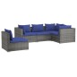 vidaXL Set de sofás de jardín 5 piezas y cojines ratán sintético gris vidaXL Set de sofás de jardín 5 piezas y cojines ratán sintético gris