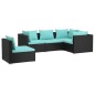 vidaXL Set de muebles de jardín 5 pzas y cojines ratán sintético negro vidaXL Set de muebles de jardín 5 pzas y cojines ratán sintético negro