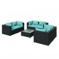 vidaXL Set de muebles de jardín 7 pzas y cojines ratán sintético negro vidaXL Set de muebles de jardín 7 pzas y cojines ratán sintético negro